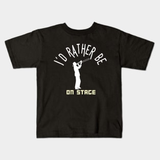 I´d rather be on music stage, trombon.  White text and image . Kids T-Shirt